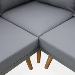 Salon De Jardin Bois 5 Places Couleur : Gris / Gris -Meubles Boutique AC0012GY 03