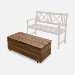 Coffre De Jardin Bois 110L Avec Vérins Et Roulettes -Meubles Boutique ACBOX107NAT 05