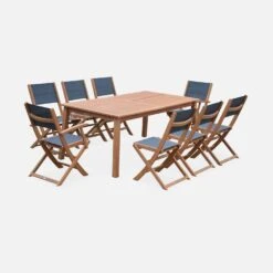 Table De Jardin Extensible Bois , 8 Chaises Couleur : Bois / Anthracite -Meubles Boutique EC240R8AT 02