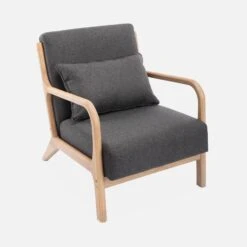 Fauteuil Design En Bois Et Tissu Couleur : Gris Foncé -Meubles Boutique IACSCADKGY 01
