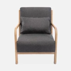 Fauteuil Design En Bois Et Tissu Couleur : Gris Foncé -Meubles Boutique IACSCADKGY 02