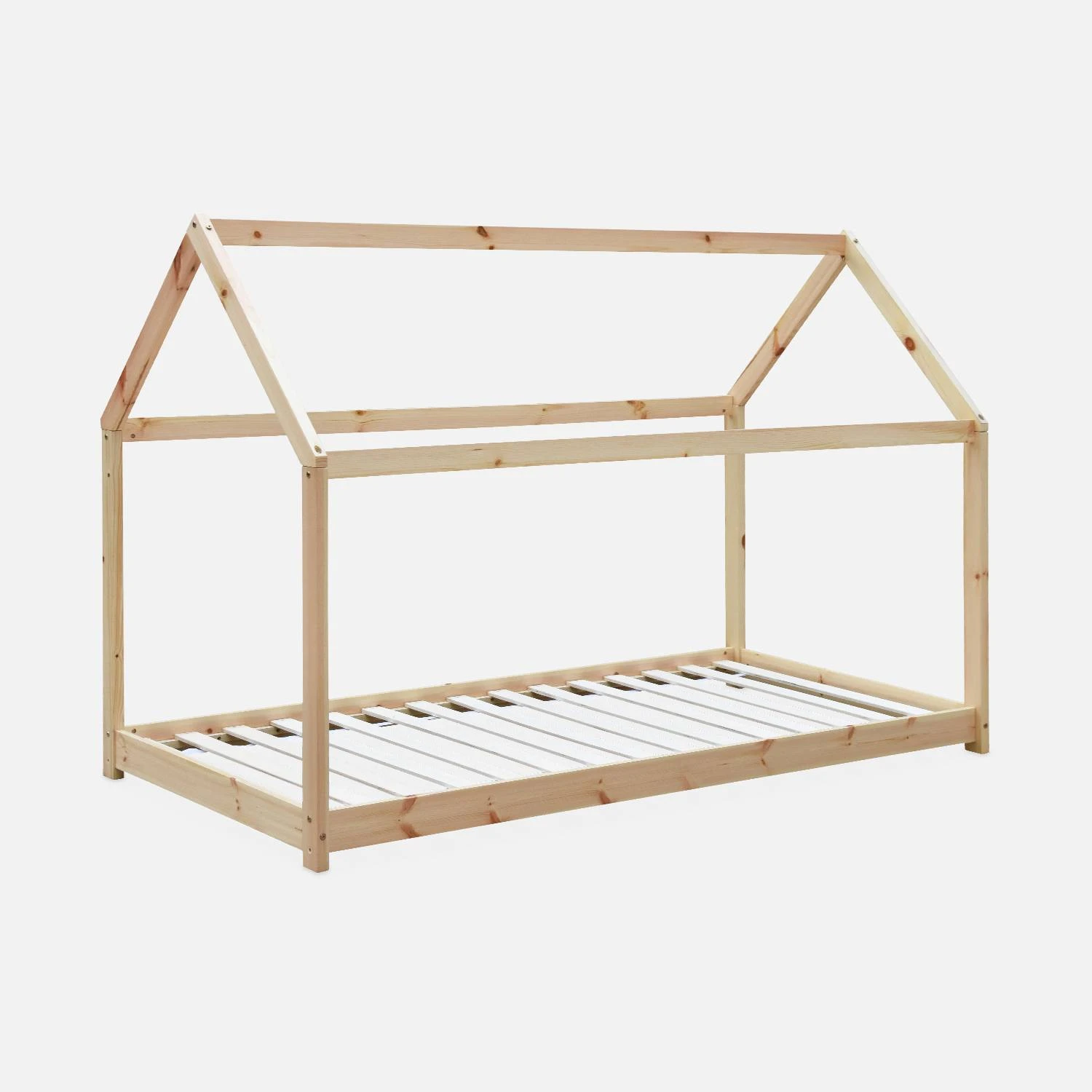 Lit Cabane Enfant 90 X 190 Cm En Pin Naturel, Sommier Inclus Couleur : Naturel 2 Lit Cabane Enfant 90 X 190 Cm En Pin Naturel, Sommier Inclus Couleur : Naturel – Image 2
