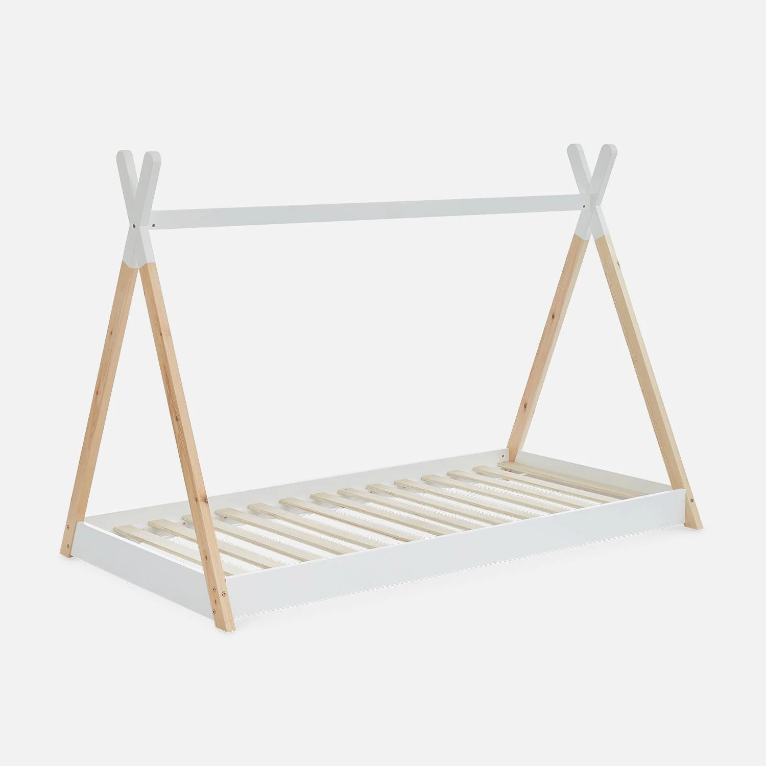 Lit Tipi Enfant 90 X 190 Cm En Pin Naturel, Sommier Inclus Couleur : Blanc 2 Lit Tipi Enfant 90 X 190 Cm En Pin Naturel, Sommier Inclus Couleur : Blanc – Image 2