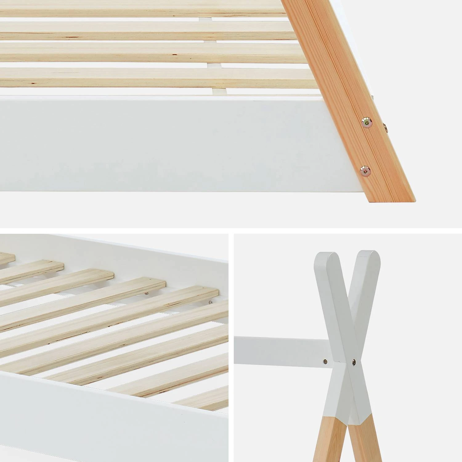 Lit Tipi Enfant 90 X 190 Cm En Pin Naturel, Sommier Inclus Couleur : Blanc 5 Lit Tipi Enfant 90 X 190 Cm En Pin Naturel, Sommier Inclus Couleur : Blanc – Image 5