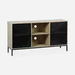 Buffet/ Meuble TV Métal Et Effet Bois 140 Cm 8 Buffet/ Meuble TV Métal Et Effet Bois 140 Cm -Meubles Boutique IBKLSB140NAT 01