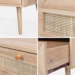 Table Basse Scandinave En Cannage, 1 Tiroir Couleur : Naturel -Meubles Boutique IBOCOFTABLE 05
