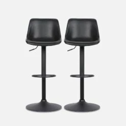 Tabouret Bar Réglable 60,5/81,5cm Simili Cuir (lot De 2) Couleur : Noir -Meubles Boutique IBSAJPUX2BK 02
