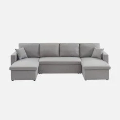 Canapé Panoramique Convertible 4 Places Tissu Couleur : Gris Clair -Meubles Boutique ICPURBSOFALG 02
