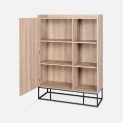 Vaisselier Métal Et Effet Bois 1 Porte -Meubles Boutique IDCAB100NAT 03