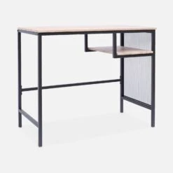 Bureau Métal Et Effet Bois Avec Casier De Rangement -Meubles Boutique IDESKLOFT90 01