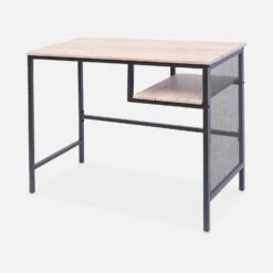 Bureau Métal Et Effet Bois Avec Casier De Rangement -Meubles Boutique IDESKLOFT90 04