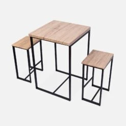 Set Table Haute Avec 2 Tabourets De Bar Couleur : Noir -Meubles Boutique IDS60R2 01