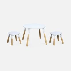 Table Ronde Enfant Et 2 Tabourets -Meubles Boutique IKSCANDISET 01