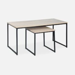 Table Basse Gigogne Encastrable Métal Et Effet Bois (lot De 2) 9 Table Basse Gigogne Encastrable Métal Et Effet Bois (lot De 2) -Meubles Boutique ILFCTLX2BN 01