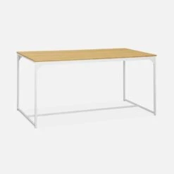 Table à Manger Métal Et Effet Bois 4 Places Couleur : Blanc 8 Table à Manger Métal Et Effet Bois 4 Places Couleur : Blanc -Meubles Boutique ILFDT150WH 01