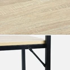 Meuble D'entrée Métal Et Effet Bois 2 Niveaux Et 7 Crochets -Meubles Boutique ILFSHELFRACK 04