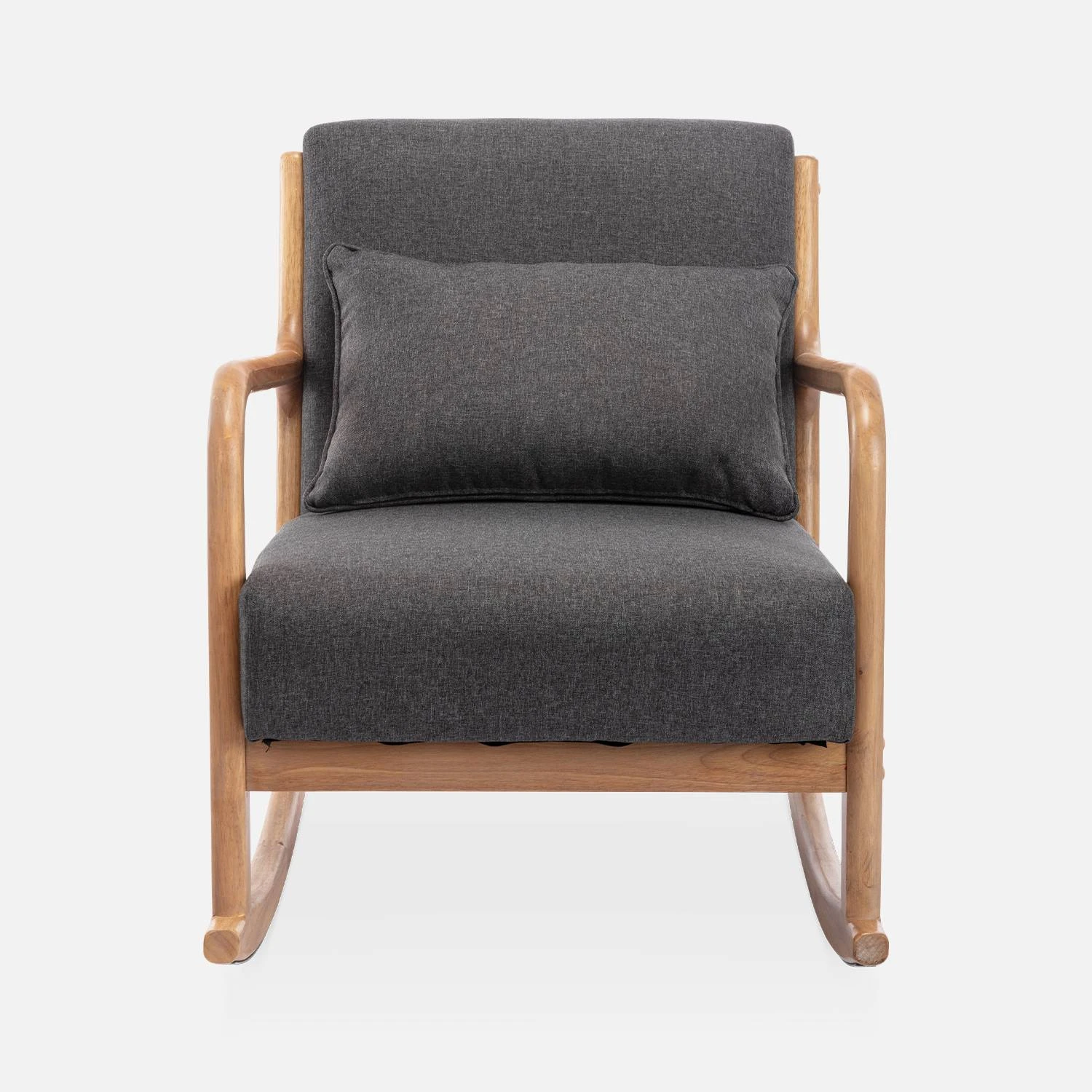 Rocking Chair Scandinave Bois Et Tissu Couleur : Gris Foncé 4 Rocking Chair Scandinave Bois Et Tissu Couleur : Gris Foncé – Image 4