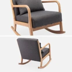 Rocking Chair Scandinave Bois Et Tissu Couleur : Gris Foncé 13 Rocking Chair Scandinave Bois Et Tissu Couleur : Gris Foncé -Meubles Boutique IRACSCADKGY 03