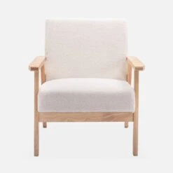 Fauteuil Scandinave Bouclettes Et Bois D'hévéa -Meubles Boutique ISKACLS1BOUCL 02