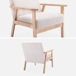 Fauteuil Scandinave Bouclettes Et Bois D'hévéa -Meubles Boutique ISKACLS1BOUCL 03
