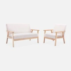 Fauteuil Scandinave Bouclettes Et Bois D'hévéa -Meubles Boutique ISKACLS1BOUCL 05