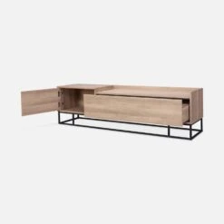 Meuble TV Métal Et Effet Bois 2 Espaces De Rangement 160 Cm -Meubles Boutique ISMGVS160NAT 02