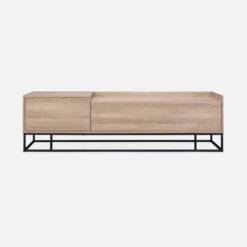 Meuble TV Métal Et Effet Bois 2 Espaces De Rangement 160 Cm -Meubles Boutique ISMGVS160NAT 03