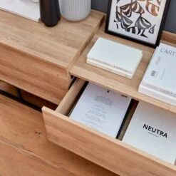 Meuble TV Métal Et Effet Bois 2 Espaces De Rangement 160 Cm -Meubles Boutique ISMGVS160NAT 07