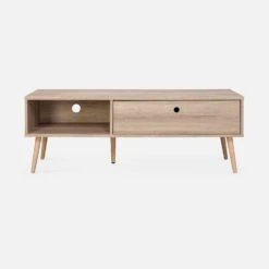 Meuble TV Scandinave Effet Bois 2 Espaces De Rangement 120 Cm 10 Meuble TV Scandinave Effet Bois 2 Espaces De Rangement 120 Cm -Meubles Boutique ISNTVS120NAT 02