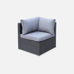 Salon De Jardin Résine Tressée 5 Places Couleur : Noir / Gris -Meubles Boutique LCA007BLACKGY 02