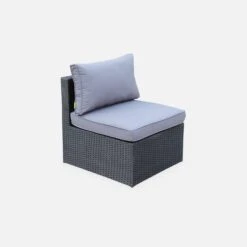 Salon De Jardin Résine Tressée 5 Places Couleur : Noir / Gris -Meubles Boutique LCA007BLACKGY 03