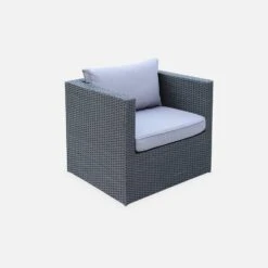 Salon De Jardin Résine Tressée 5 Places Couleur : Noir / Gris -Meubles Boutique LCA007BLACKGY 04