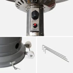 Parasol Chauffant Gaz 13kW Couleur : Gris -Meubles Boutique PC12KDSGY 04