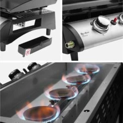 Plancha Gaz 4 Brûleurs Inox 10kW Avec Chariot -Meubles Boutique PH1004TROLLEY 04