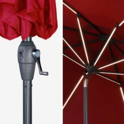 Parasol LED Rond 2.7m Couleur : Rouge -Meubles Boutique PU300LEDRED 05