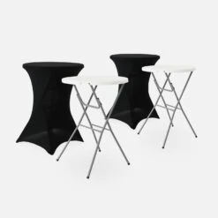 Table Mange Debout Pliable Avec Housse De Protection (lot De 2) Couleur : Noir -Meubles Boutique RECPL80X2BKCOV 01