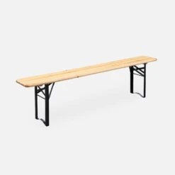 Table Bois + 2 Bancs Pliable, 6 Places -Meubles Boutique RECWD180SET 02