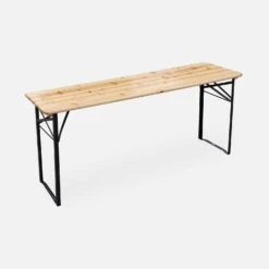 Table Bois + 2 Bancs Pliable, 6 Places -Meubles Boutique RECWD180SET 03