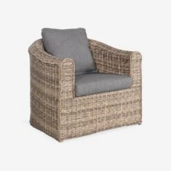 Salon De Jardin Résine Tressée Ronde 4 Places Couleur : Beige / Anthracite -Meubles Boutique RWH3101AT 03