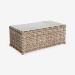 Salon De Jardin Résine Tressée Ronde 4 Places Couleur : Beige / Anthracite -Meubles Boutique RWH3101AT 04