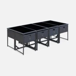 Table De Jardin Encastrable Résine Tressée, 8 Chaises Couleur : Marron -Meubles Boutique WK8CUBEBN 02