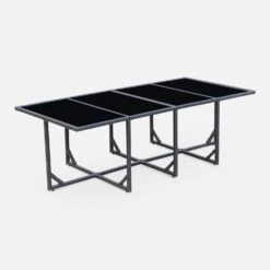 Table De Jardin Encastrable Résine Tressée, 8 Chaises Couleur : Marron -Meubles Boutique WK8CUBEBN 03