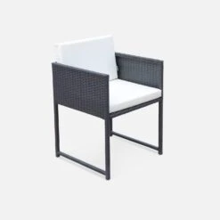 Table De Jardin Encastrable Résine Tressée, 8 Chaises Couleur : Marron -Meubles Boutique WK8CUBEBN 04