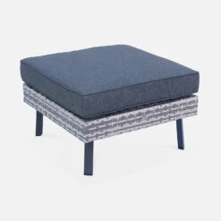 Salon De Jardin Résine Tressée Plate 5 Places Couleur : Nuances De Gris / Gris Foncé -Meubles Boutique WKAF007MIXGY 05