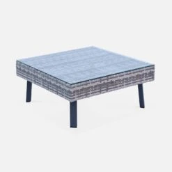 Salon De Jardin Résine Tressée Plate 5 Places Couleur : Nuances De Gris / Gris Foncé -Meubles Boutique WKAF007MIXGY 06