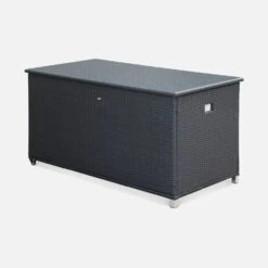 Coffre De Jardin Résine Tressée 790L Couleur : Noir -Meubles Boutique WKHBOX160BK 01