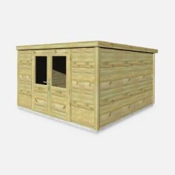 Abri De Jardin Bois 13m², Sapin Du Nord Traité Autoclave Ep.27mm -Meubles Boutique WSAF33X33NAT 03