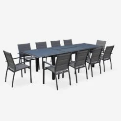 Table De Jardin Extensible Aluminium, 8 Chaises Couleur : Anthracite -Meubles Boutique XTP300R8CO 03