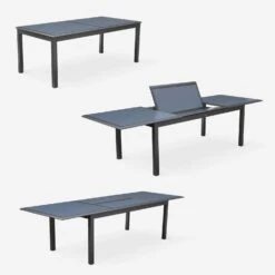 Table De Jardin Extensible Aluminium, 8 Chaises Couleur : Anthracite -Meubles Boutique XTP300R8CO 04