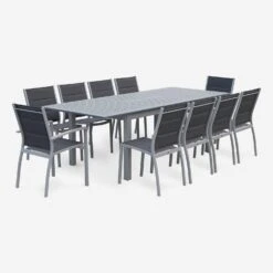 Table De Jardin Extensible Aluminium, 8 Chaises Couleur : Gris / Gris Foncé 10 Table De Jardin Extensible Aluminium, 8 Chaises Couleur : Gris / Gris Foncé -Meubles Boutique XTSAF245R8AT 03